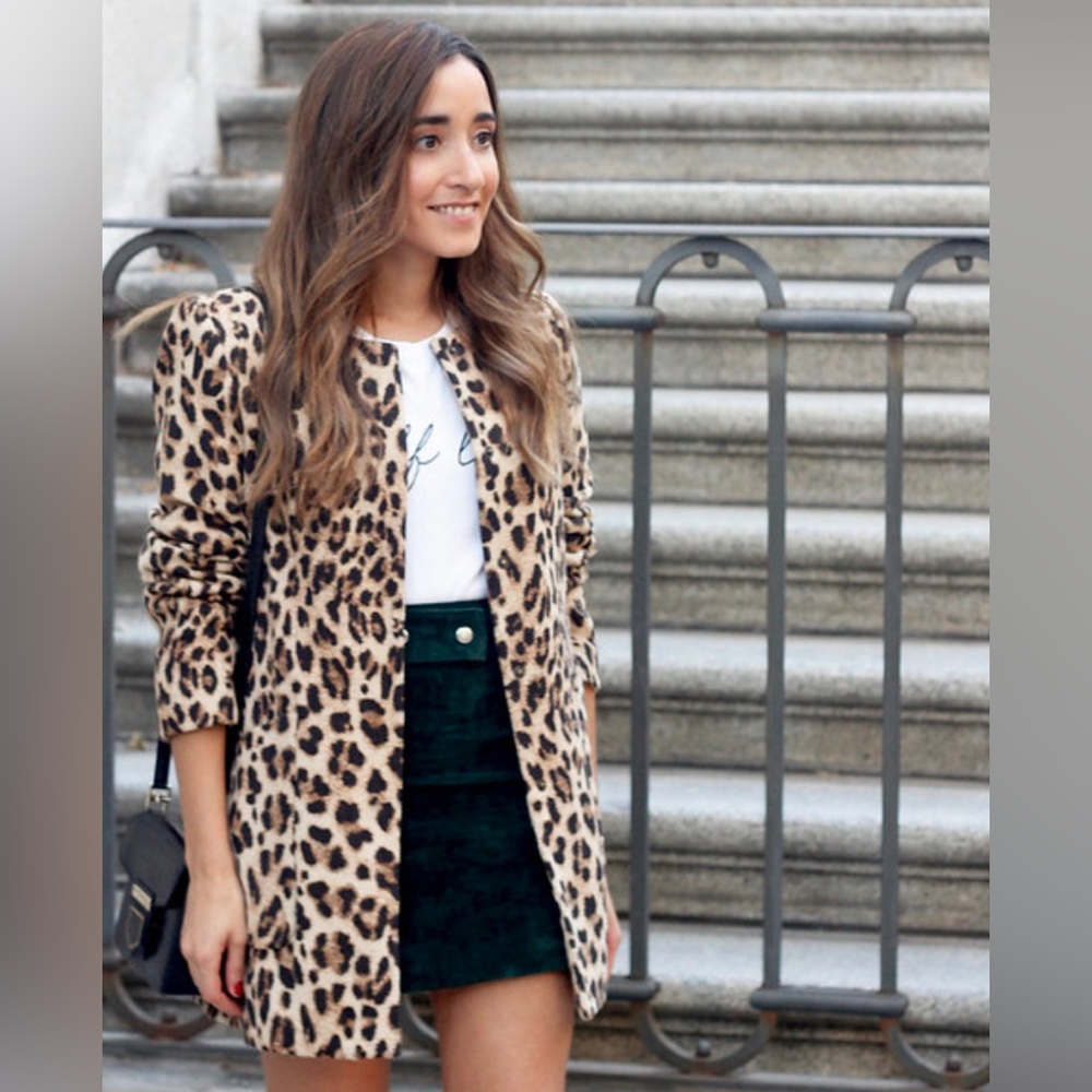 COPY - Zara collarless coat Blogger Favorite animal print